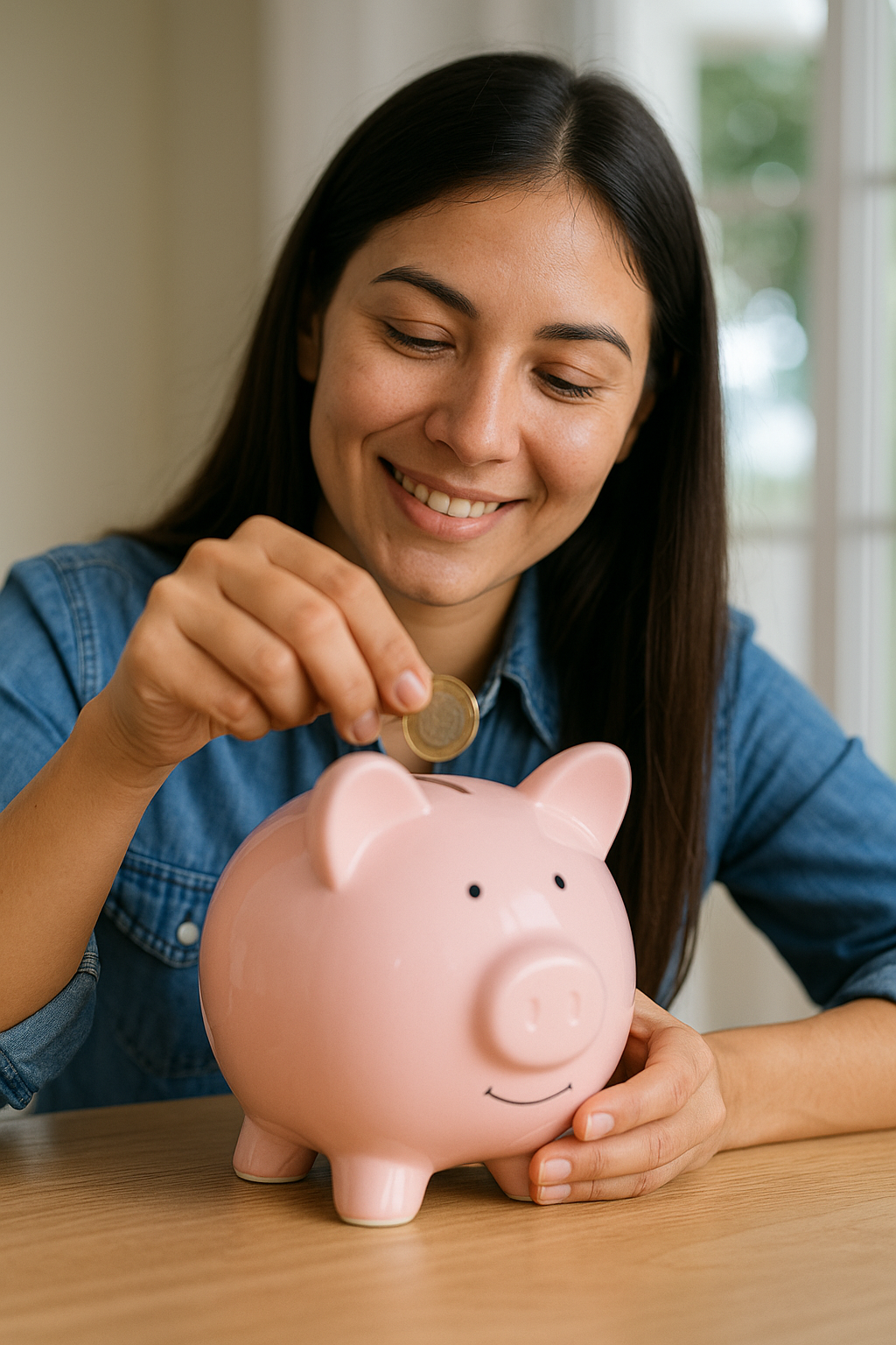 Persona metiendo dinero en una hucha