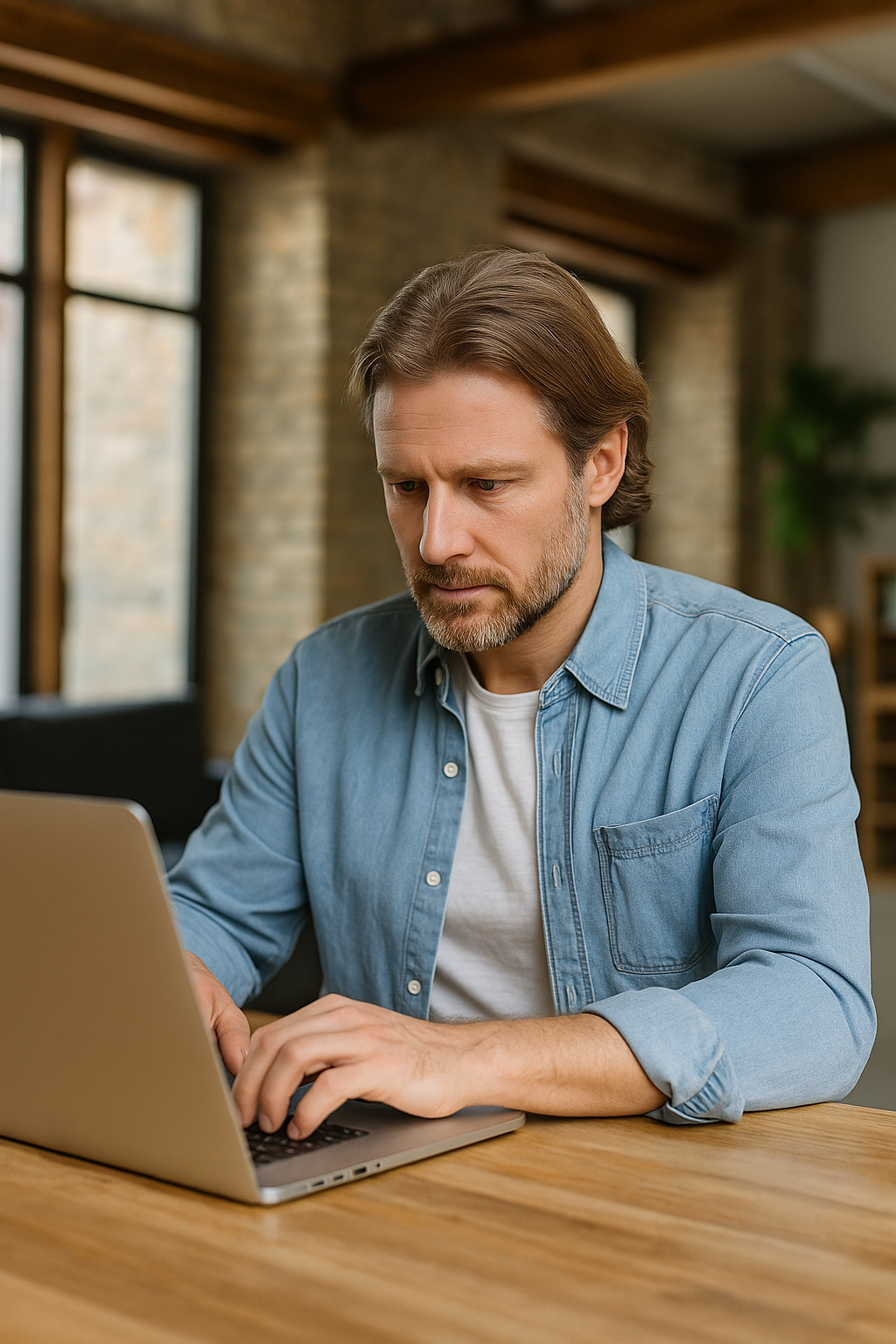 Autónomo trabajando en su laptop